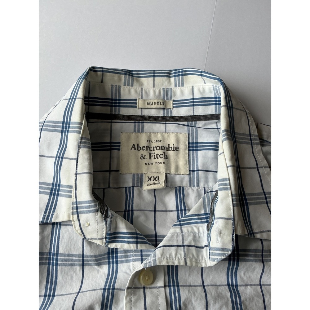 Vintage Abercrombie & Fitch Mens XXL button down dress Y2K Muscle Fit Plaid - Picture 5 of 6
